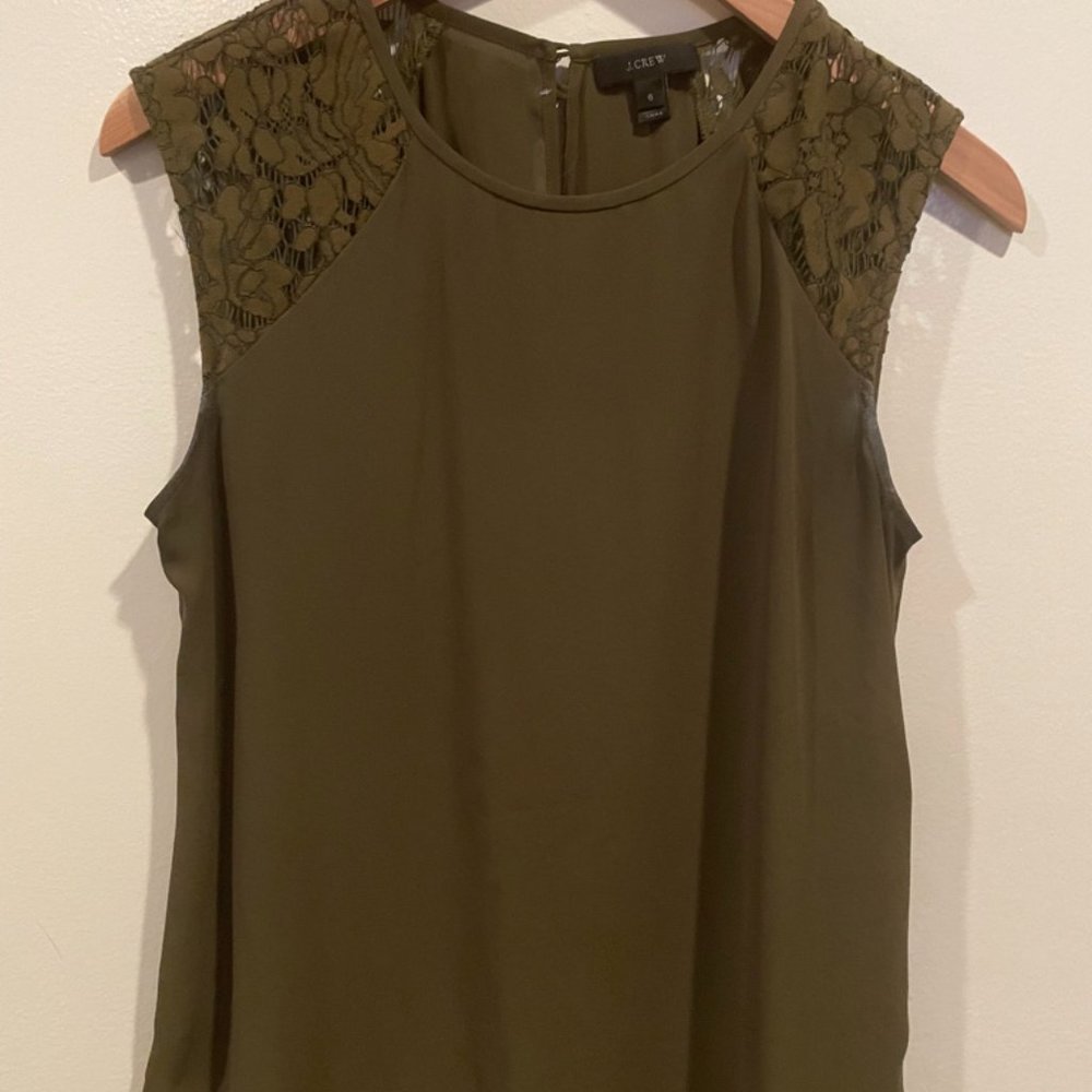 J.Crew Olive Green Shell, Size 6